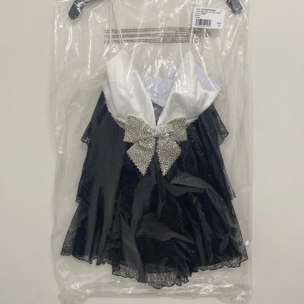 ALICE + OLIVIA CAIRO EMBELLISHED BOW MINI DRESS SZ 0 - Picture 4 of 7